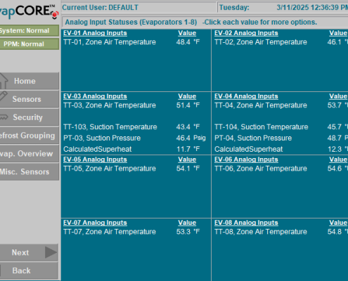 EvapCORE Evaporator PanelView Screenshot 4